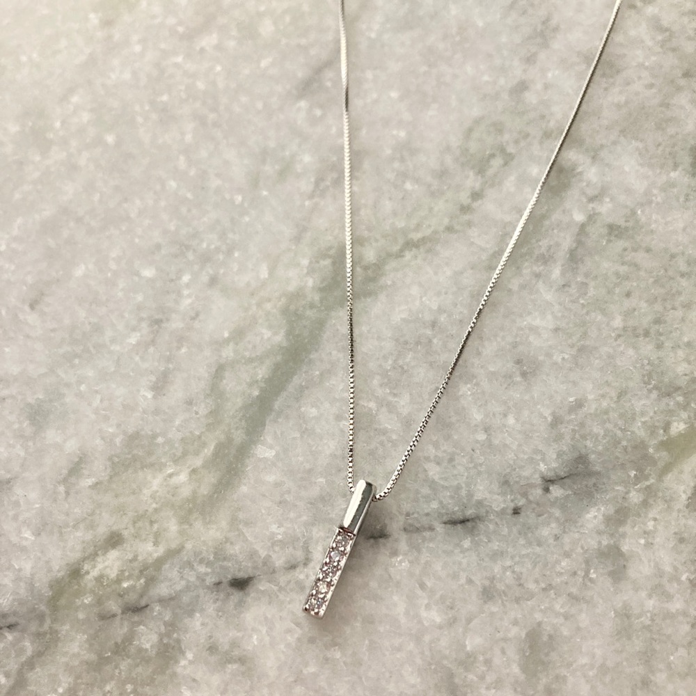 Sterling Silver Simulated Diamond Drop Necklace - Picture 8 of 13